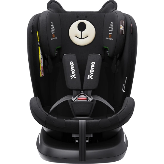 Yoyko Bear 360 ° Dönebilir Yatabilir i-Size 0-36 kg Oto KoltuğuISOFIX/SIP/LATCH - Siyah