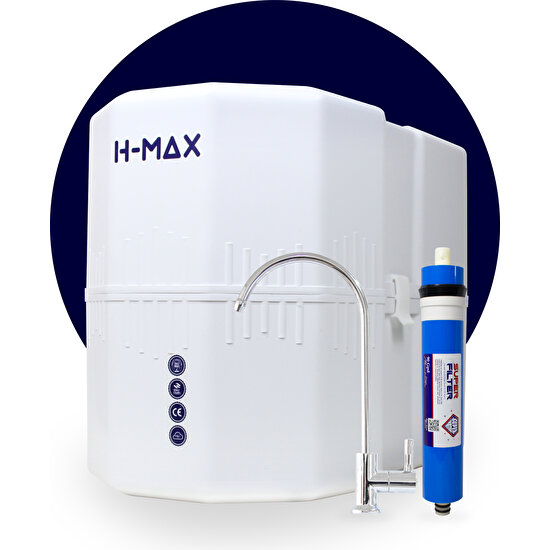 H-MAX Reverse Osmosis System H-Max 13 Aşama Lg Membranlı 12 Litre Çelik Tanklı Mineralli Su Arıtma Cihazı - 0018