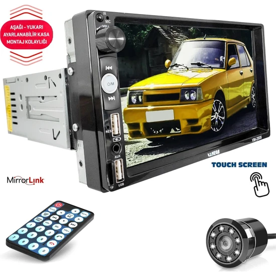 Mega VM-2505 Tofaş Double Teyp 7 Inç 4X65 Watt Bluetooth Mirrorlink