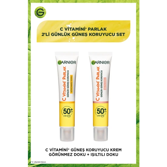 Garnier C Vitamini Parlak Günlük Güneş Koruyucu Fluid Yüz Kremleri Işıltı Doku + Görünmez Doku