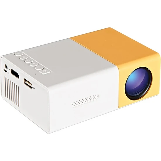 Lebeigo LED Ev Ofis YG300 Projektör Hd 1080P Cep Telefonu Mikro Mini Projektör Sarı ve Beyaz Makine (Yurt Dışından)