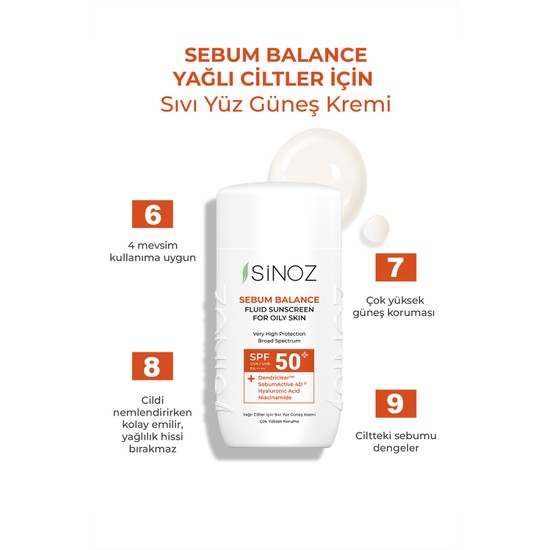 Sinoz SPF50+ Yağlı Ciltlere Özel Sıvı Güneş Kremi - Yeni Nesil Güneş ...