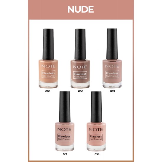 Note Cosmetics Note Flawless Oje Seti 5 Farklı Nude Renk Parlak Bitiş ile Tırnaklarınıza Zarif Dokunuş