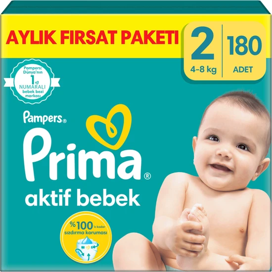Prima Bebek Bezi Aktif Bebek 2 Beden 180 Adet Mini Aylık Fırsat Paketi