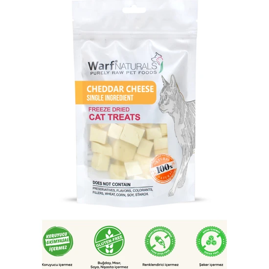 Warf Naturals Freeze Dried Kedi Ödül Maması - Cheddar Peyniri