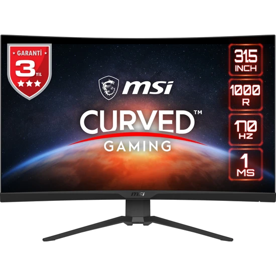 MSI 31.5 G322CQP 2560x1440 (WQHD) CURVE 1000R VA 170HZ 1MS FREESYNC PREMIUM  GAMING MONITOR