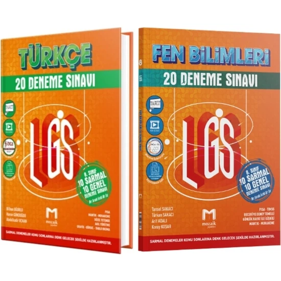 Mozaik Yayınları 8. Sınıf LGS Türkçe - Fen Bilimleri 20 Deneme Sınavı 2 Kitap
