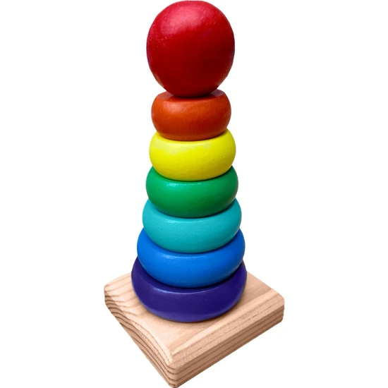 Hamaha Wooden Toys Doğal Ahşap Eğitici Oyuncak Gökkuşağı Yuvarlak Denge Kule HMH-079