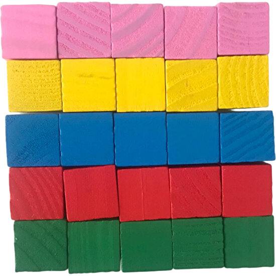 Crasitoys Ahşap Eğitici Renkli Küp Bloklar 25 Adet