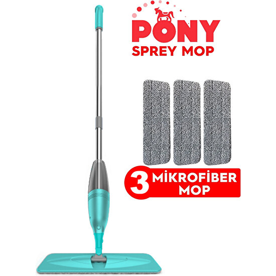 Pony Sprey Mop 3 Mikrofiber Mop Set Yeşil Temizlik Seti