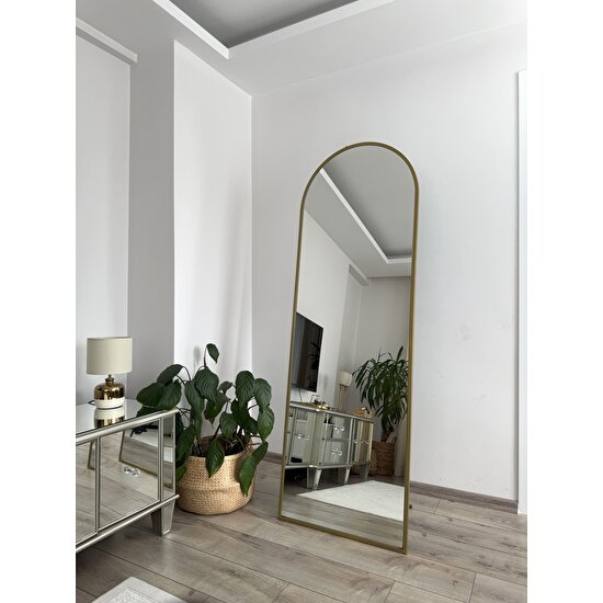 Effe Yapı Dekor Gold Metal Çerçeveli̇ 180X60 cm Ayaklı Boy Aynası
