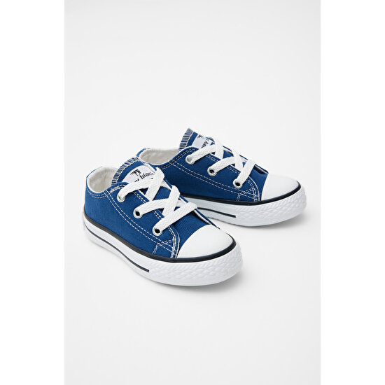 Çocuk Unisex Kot Mavi Rahat Kalıp Bağcıklı Sneaker