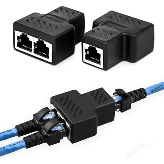 Coverzone 2 Portlu Ethernet Splitter, Çift Lan Kablosu, Ethernet Bölücü, RJ45 Dişi Adaptör Konnektörü