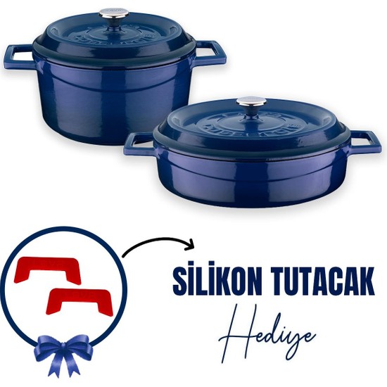 Lava Döküm 2x Trendy Serisi 5 Parça Tencere Seti Mavi Döküm Kaplama 24 cm Ebatlı