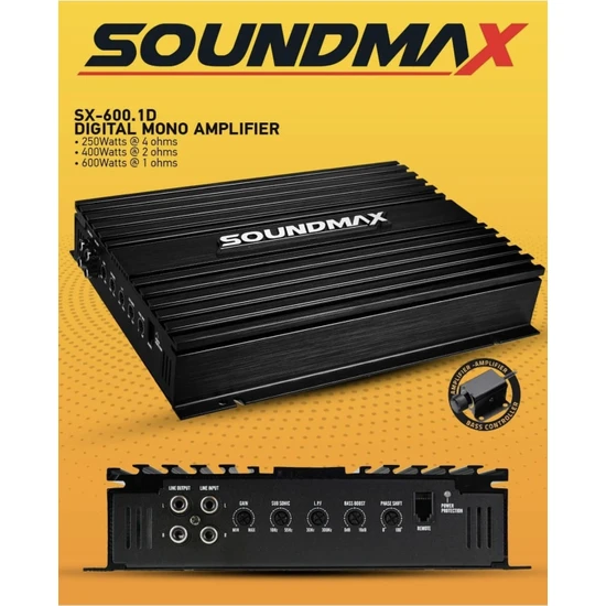 Soundmax Mono Amfi - Soundmax SX-600.1D Bass Anfisi - 600RMS