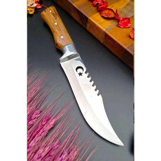 Swencraft Outdoor Bıçak Piknik Rambo Doğa Dağ Kamp Bıçağı El Yapımı Kılıfl  ( Ceviz Ağacı) 28 cm