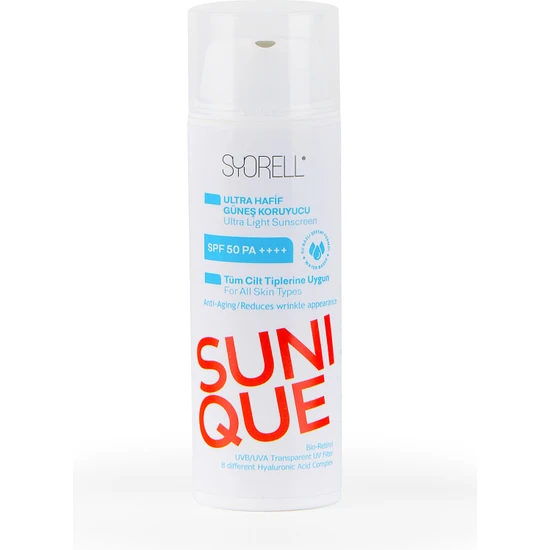Syorell SUNIQUE Anti-Aging Ultra Hafif, Nemlendirici Güneş Koruyucu Krem 50 SPF