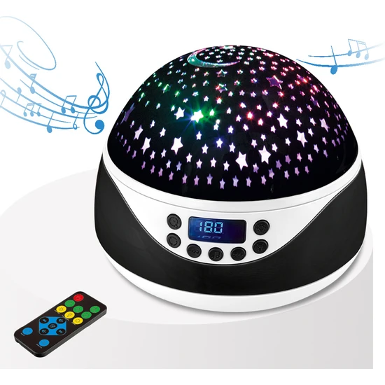 Lebeigo Yıldızlı Gökyüzü Projektörü LED Işık USB Dönen Müzik Yıldızlı Gece Lambası Yatak Odası Başucu Yıldız Atmosfer Işığı (Yurt Dışından)