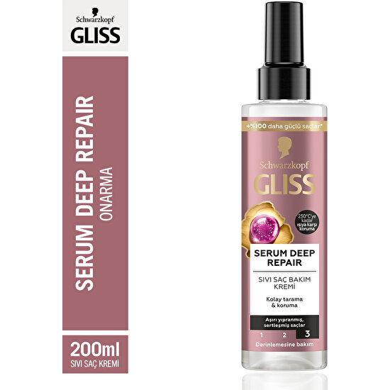 Gliss Serum Deep Repair Onarıcı Sıvı Saç Bakım Kremi - Protein Kompleksi ve Hint İnciri ile 200 ml