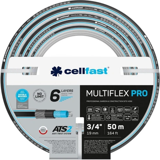 Cellfast Multiflex Pro 6 Katmanlı Bahçe Sulama Hortumu 3/4 50 M