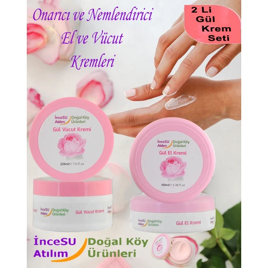 İncesu Atılım 2'li Set Gül Vücut Kremi Shea Butter 225 ml + İncesu Gül El Kremi 100 ml