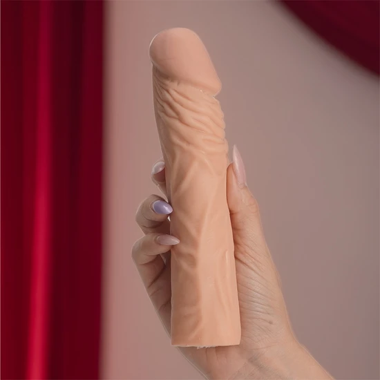 LOVEX Gerçekçi Penis Dokusunda 5  cm Uzatmalı Penis Kılıfı Damarlı Penis Uzatan Dolgulu Uzatıcı Prezervatif