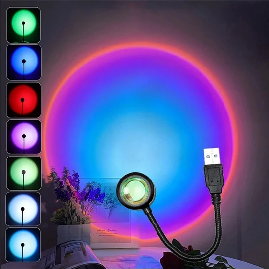 Sge Teknoloji USB LED 7 Renk 14 Mod Projektör Lambası Fotoğraf ve Video Çekim Işığı Dekoratif Işık