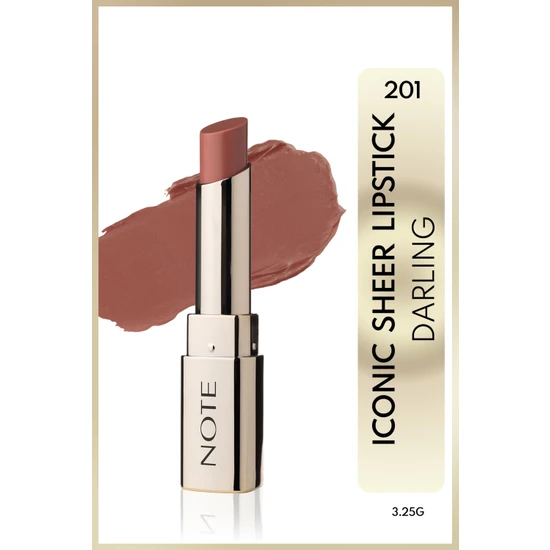Note Iconic Sheer Lipstick Nemlendirici Parlak Ruj 201 Darling - Nude