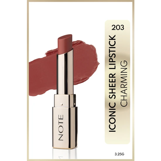 Note Iconic Sheer Lipstick Nemlendirici Parlak Ruj 203 Charming - Nude