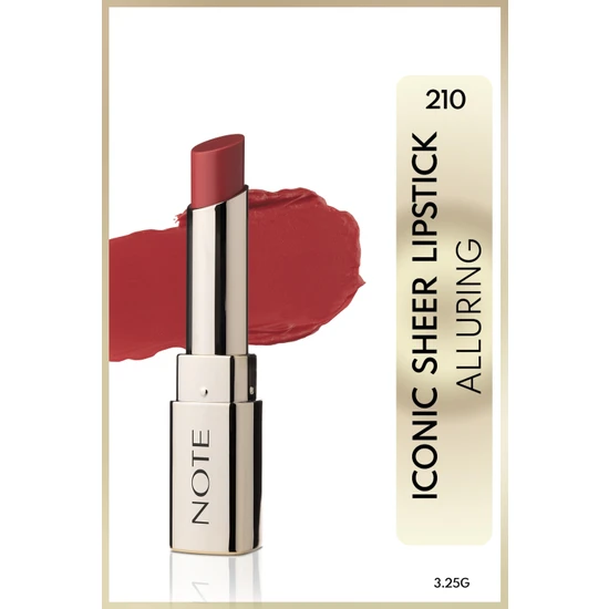 Note Iconic Sheer Lipstick Nemlendirici Parlak Ruj 210 Alluring - Kırmızı