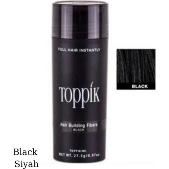 Topik  siyah (black) Dolgunlaştırıcı Saç Fiberi Saç Tozu Topik 27.5 gr TARAK HEDİYELİ