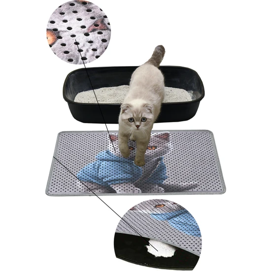 Ayliz Plast Ayliz Plast&ambalaj Elekli Kedi Tuvalet Önü Paspası Dijital Baskılı Kedi Kumu Paspas 40X60 cm
