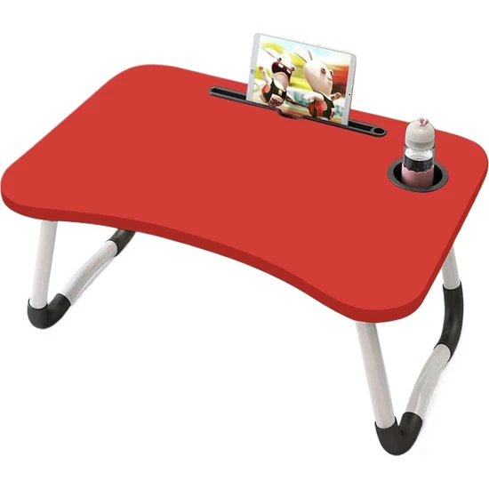Hodbehod Portatif Atlantik Kırmızı Renk Laptop Sehpası Katlanabilir Çalışma Masası Kahvaltı Masası