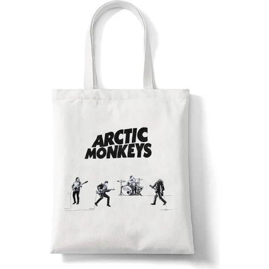 Songli E969 Arctic Monkeys Ses Dalgası Rock Grubu Kadın Alışveriş Çantası Kanvas Alışveriş Moda Büyük Kapasiteli Çanta Omuz Çantası Tote Plaj Çantası (Yurt Dışından)