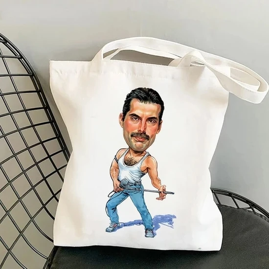 Songli Stil 9 40X42CM 15.8X16.54IN Kraliçe Freddie Mercury Alışveriş Çantaları Kadınlar Için Rahat Tote Çanta Eko Yeniden Kullanılabilir Büyük Kapasiteli Çanta Bolsa Feminina (Yurt Dışından)