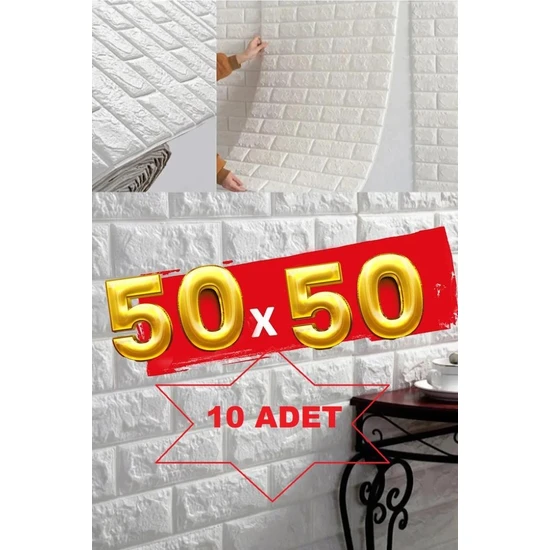 Renkli Duvarlar 10 Adet 50X50 cm Silinebilir Kendinden Yapışkanlı Duvar Kağıdı Esnek Köpük Panel 3D Tuğla Desen