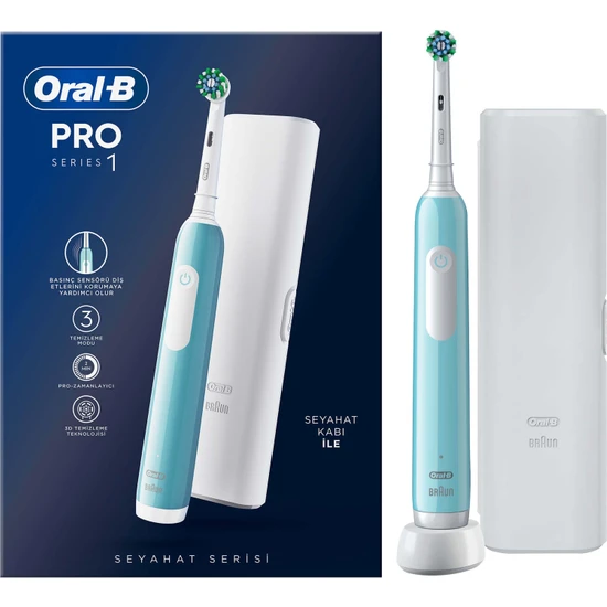 Oral-B Pro Series 1 Şarjlı Diş Fırçası Mavi + Seyahat Kabı