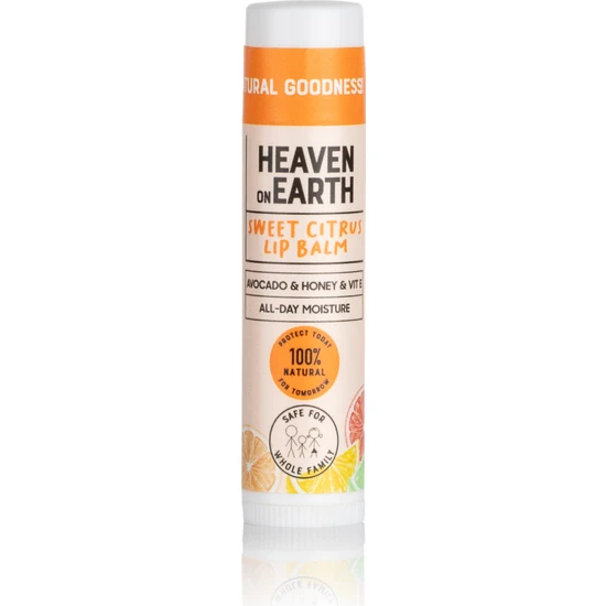 Heaven On Earth Sweet Citrus Lip BALM%100 Doğal ve Organik Içerikli Nemlendirici Besleyici Dudak Bakım Kremi Portakallı5 gr