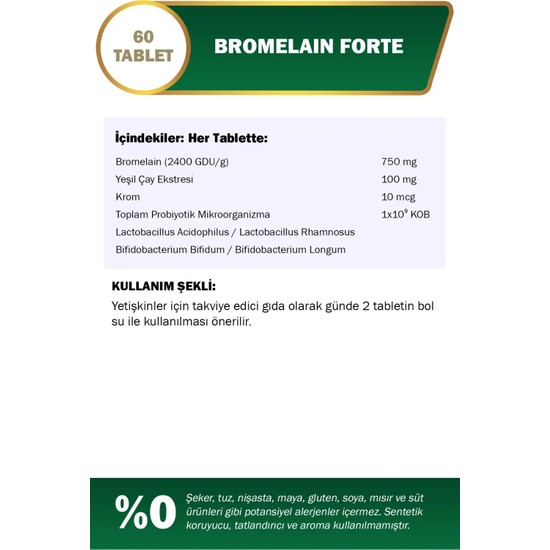 Nutraxin Bromelain Forte 60 Tablet Bromelain Krom Fiyatı