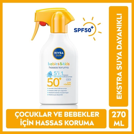 Nivea Baby Bebek ve Çocuklar Için Güneş Spreyi 270ML, SPF50, Hassas Güneş Koruması, Ekstra Suya Dayanıklı