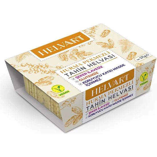 Helvart Hurma Pekmezli Tahin Helvası, Şekersiz Helva , Glutensiz, Vegan 175 gr