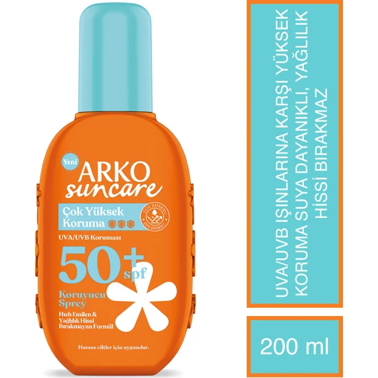 Arko Suncare SPF50+ Çok Yüksek Korumalı Vücut Güneş Spreyi 200 ml