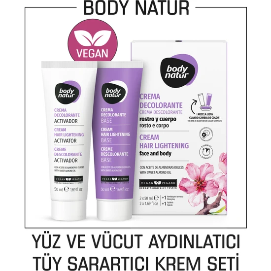 Body Natur Yüz & Vücut Için Tüy Aydınlatıcı Beyazlatıcı Krem Kırmızı Meyve Kokulu - Hair Lightening Cream 2X50ML