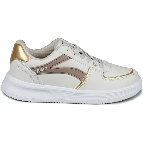 28063 Bej - Beyaz Kadın Sneaker Günlük Spor Ayakkabı