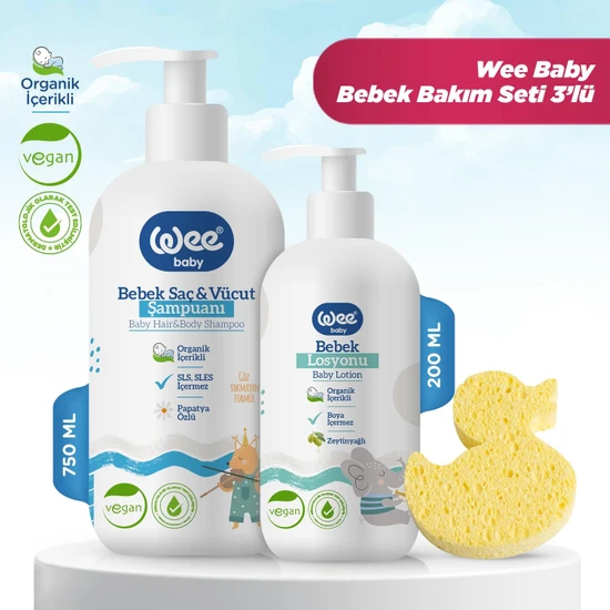 Wee Baby 3'lü Bebek Duş Bakım Seti (Şampuan 750 Ml)
