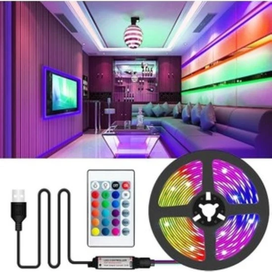 Ventus Sese ve Müziğe Duyarlı Şerit LED Rgb  Tv Arkası Yatak , Çocuk Odası Mutfak Tak Çalıştır 2 Metre