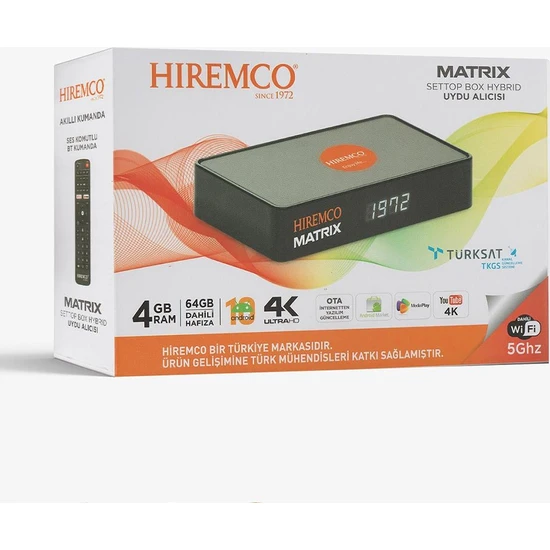 Hiremco Matrix Pro Settop Box Hybrid 4k Android Uydu Alıcısı