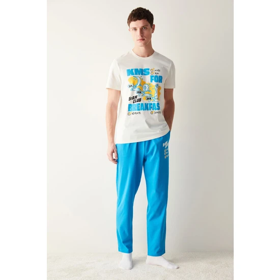 Penti Erkek Wake Up Yazılı Çok Renkli Pijama Takımı