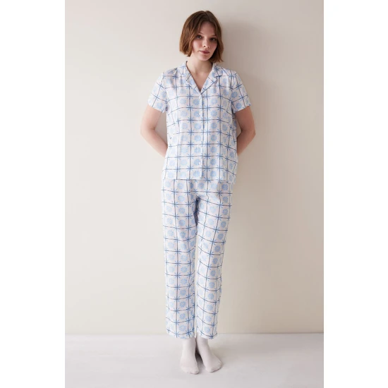Penti Base Lily Kırık Beyaz Gömlek Pijama Takımı