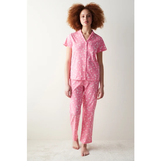 Penti Pembe Gömlek Pijama Takımı